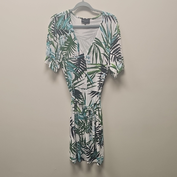 Tropical Print V-Neck Dress - Picture 1 of 3